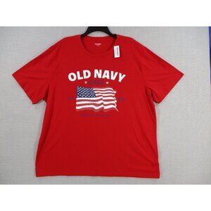 Old Navy 2025 American Tradition Flag Graphic T-Shirt XXL Red Cotton Blend
